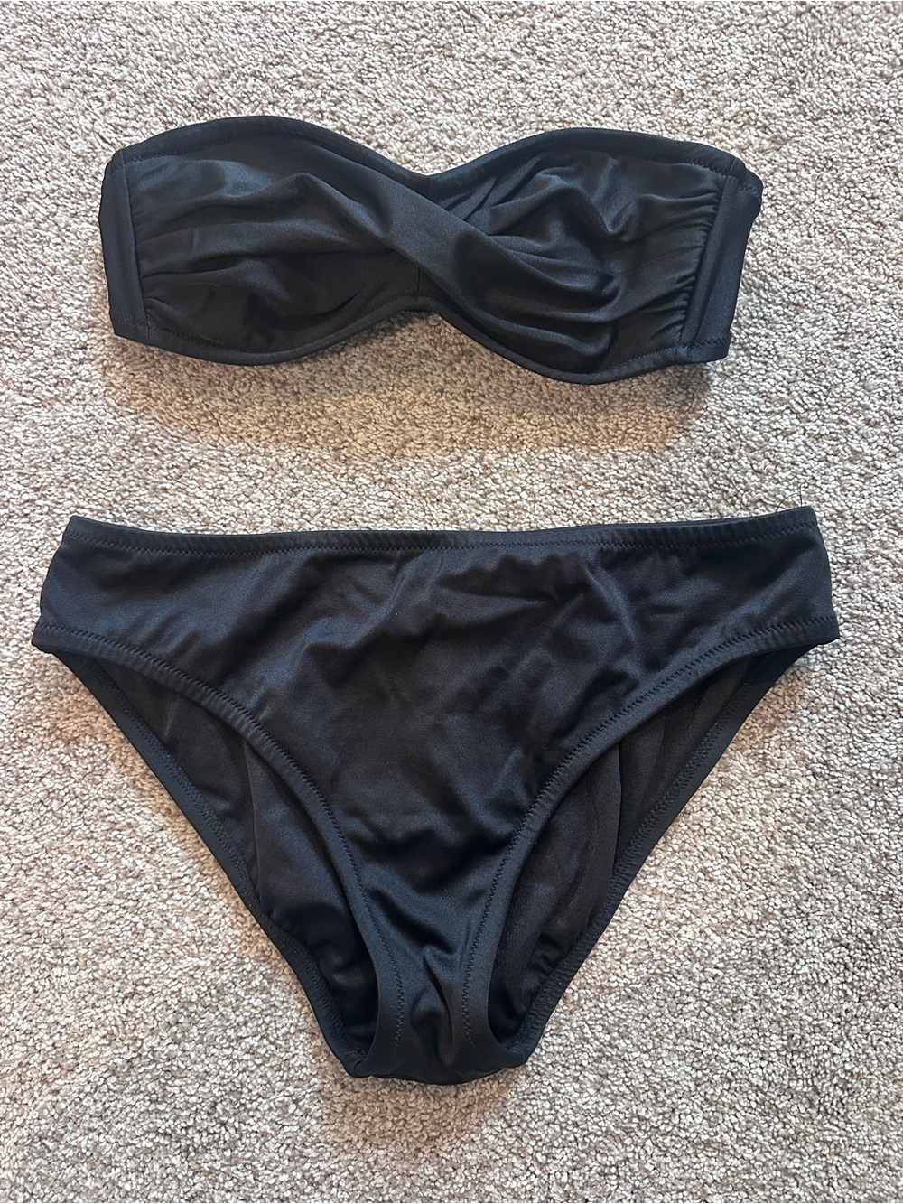 J. Crew Classic Black Bandeau Bikini Set - Women Swim